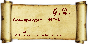Gremsperger Márk névjegykártya